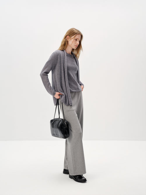 Load image 1 in gallery view. Pure Cashmere Drop-Shoulder Long-Sleeve Cardigan