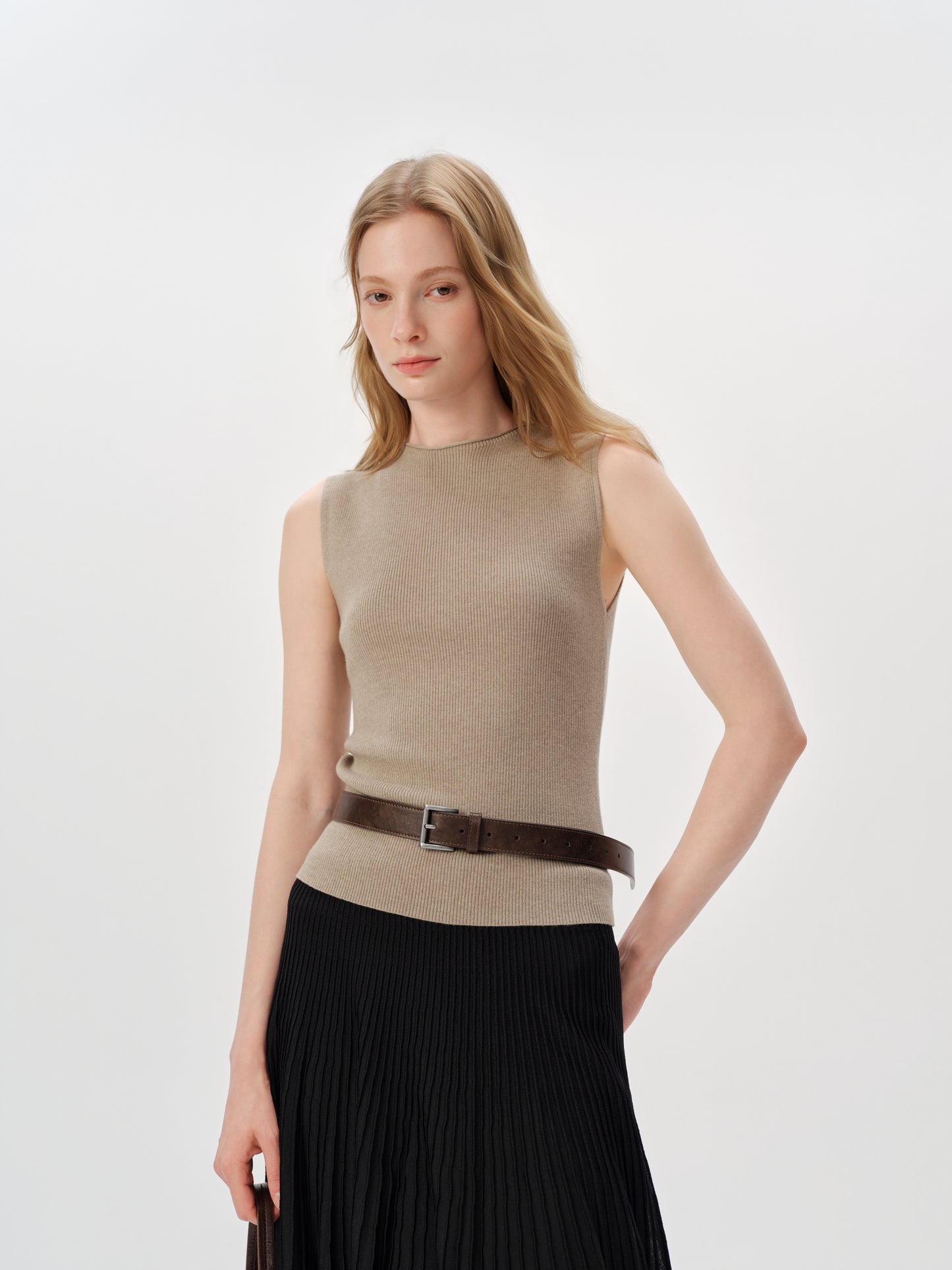 Crewneck Sleeveless Knit Tank