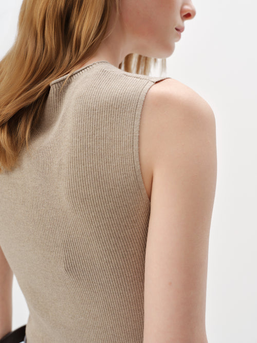 Load image 1 in gallery view. Crewneck Sleeveless Knit Tank