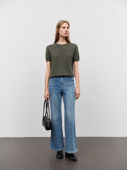 Load image 1 in gallery view. Crew Neck Short Sleeve Knit Top