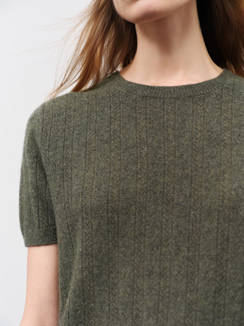 Load image 1 in gallery view. Crew Neck Short Sleeve Knit Top