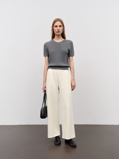 Load image 1 in gallery view. Crew Neck Short Sleeve Knit Top