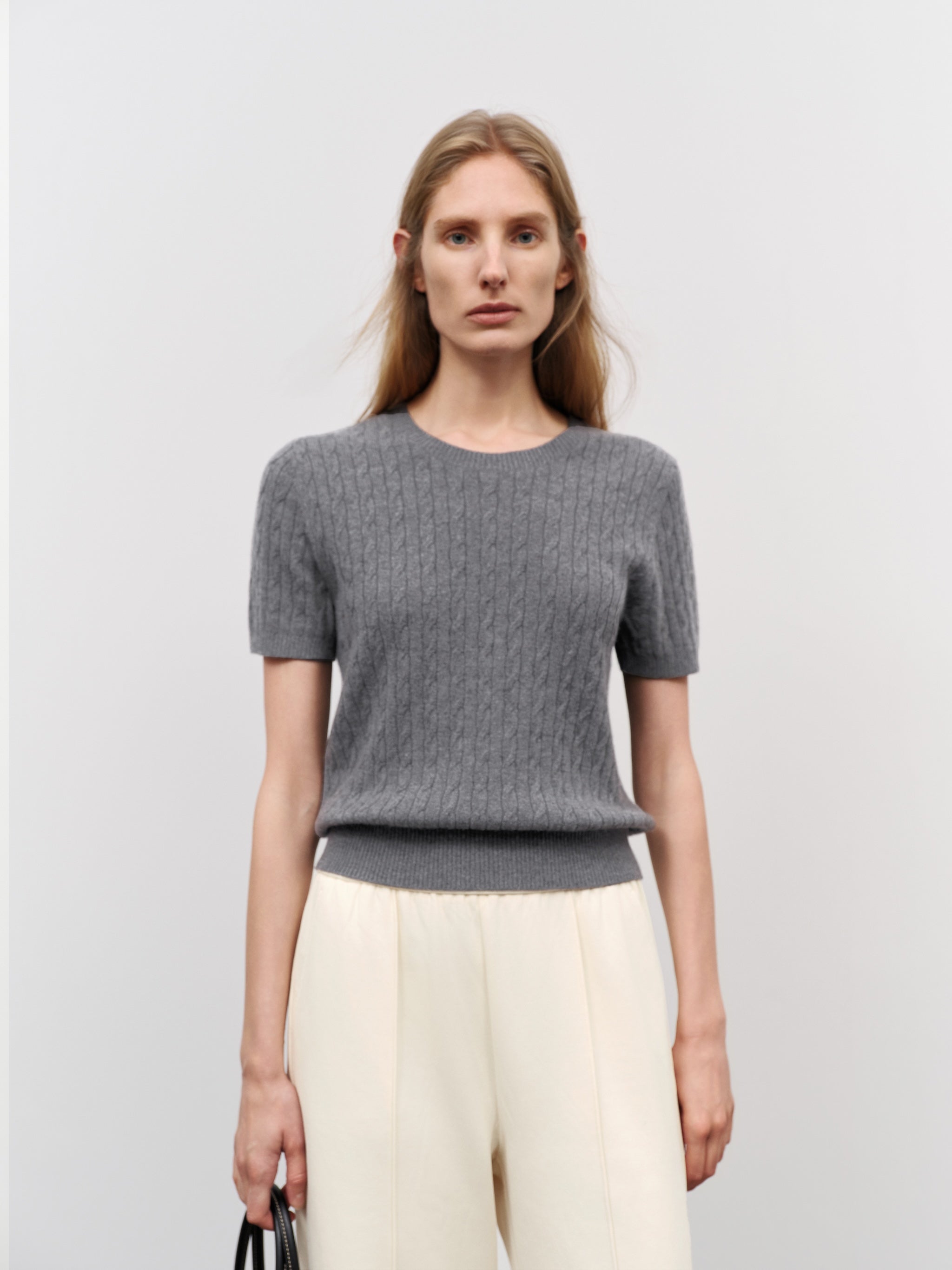 Crew Neck Short Sleeve Knit Top