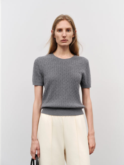 Load image 1 in gallery view. Crew Neck Short Sleeve Knit Top