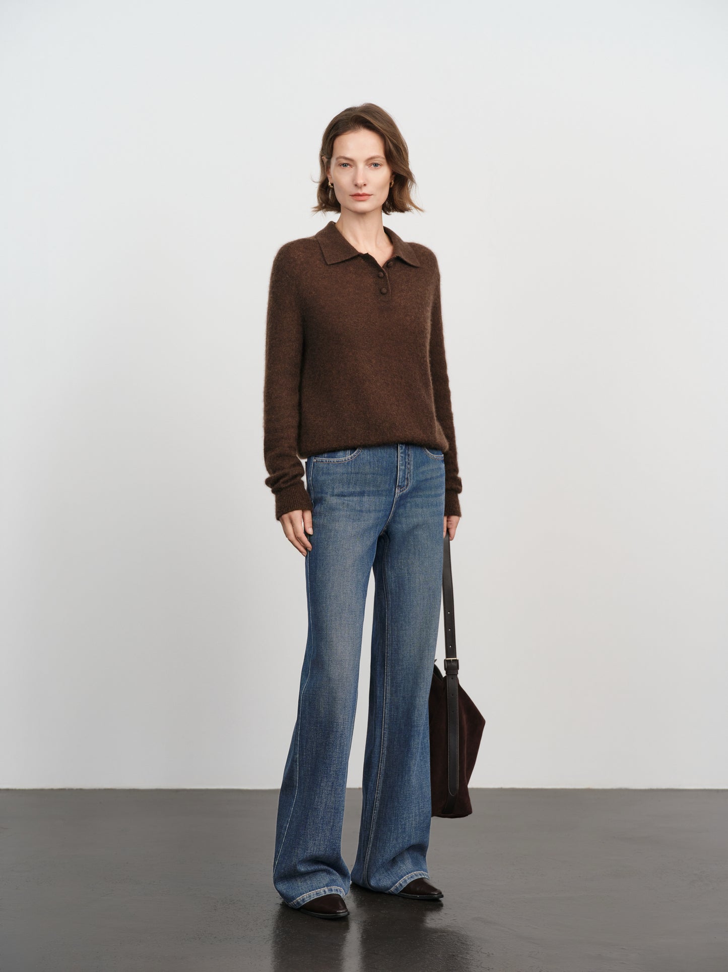 Relaxed Cashmere-Silk Polo Sweater