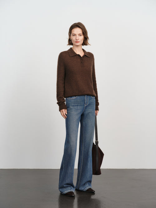 Load image 1 in gallery view. Relaxed Cashmere-Silk Polo Sweater