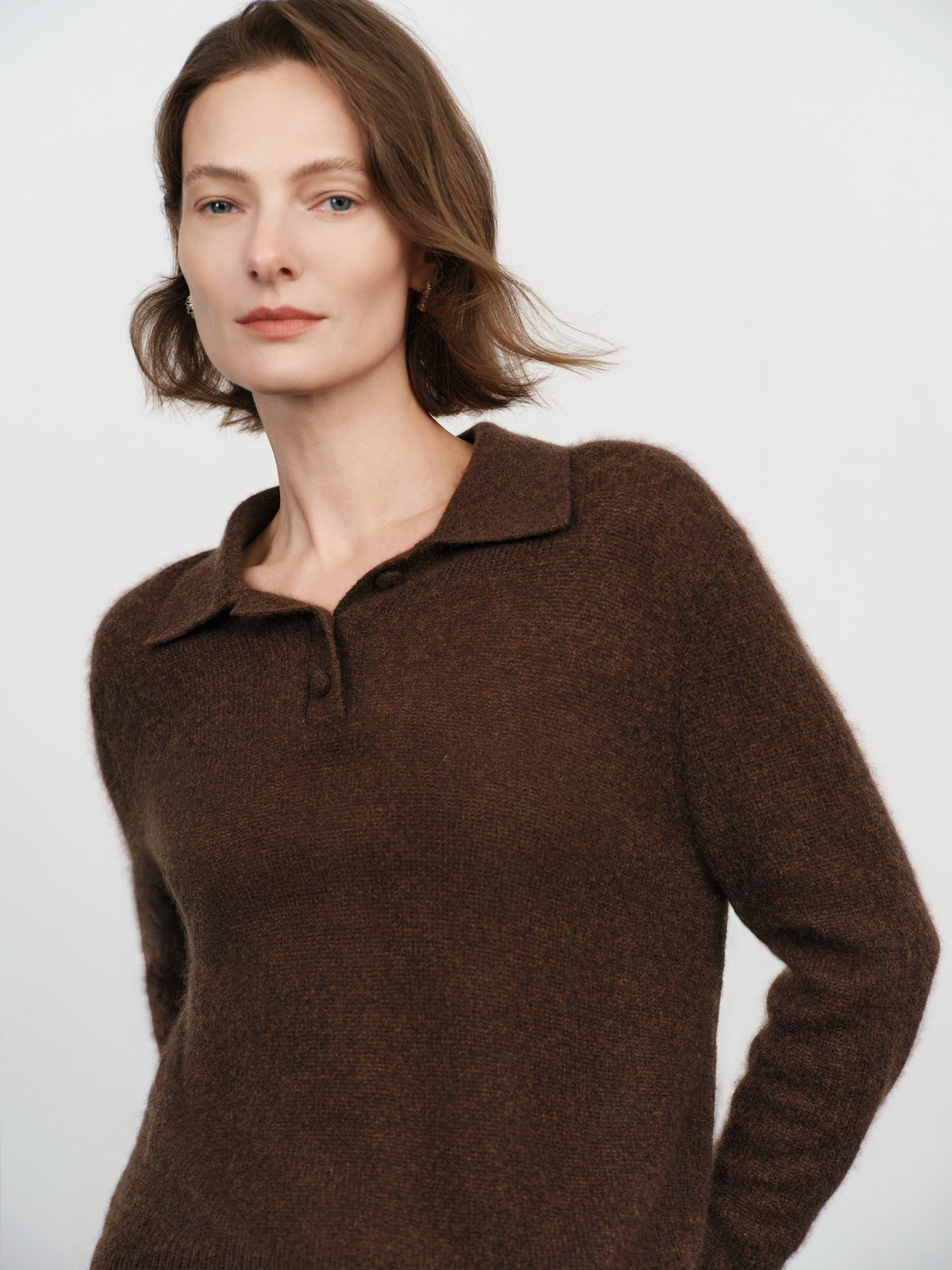 Relaxed Cashmere-Silk Polo Sweater