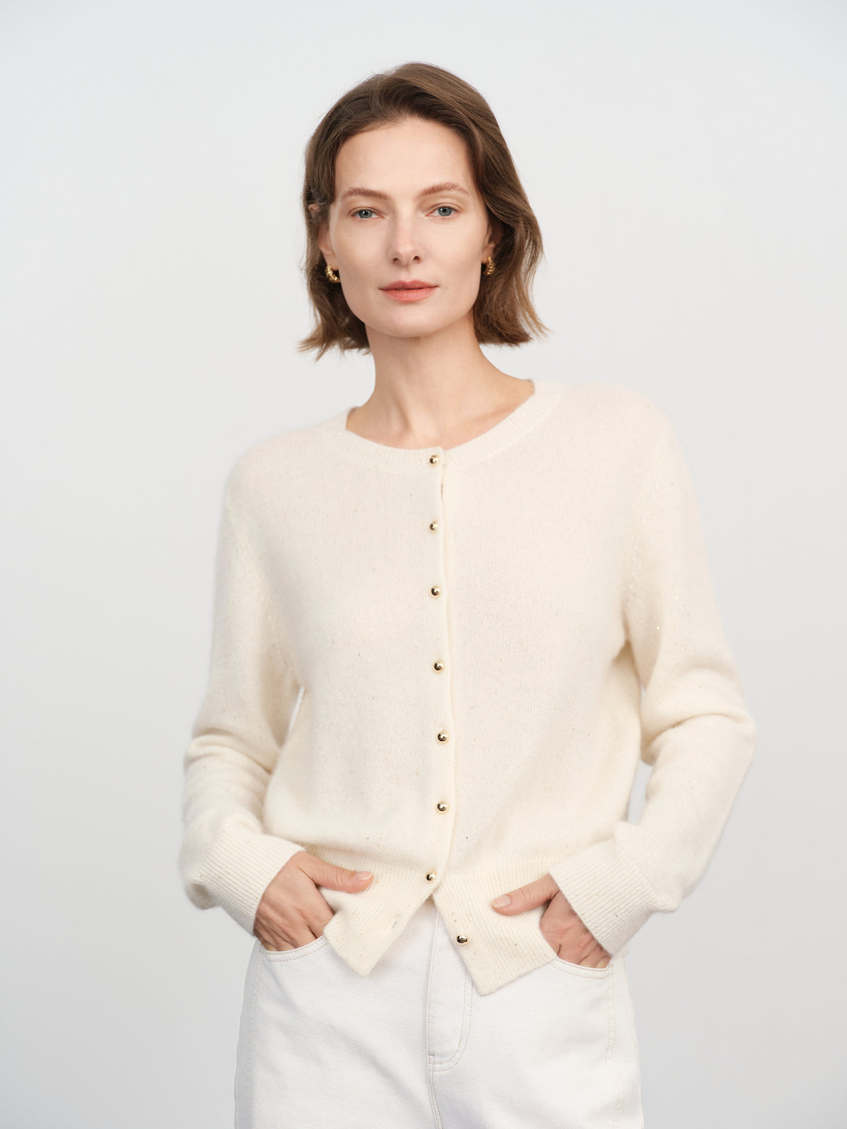 Cashmere-Silk Sequin Knit Cardigan