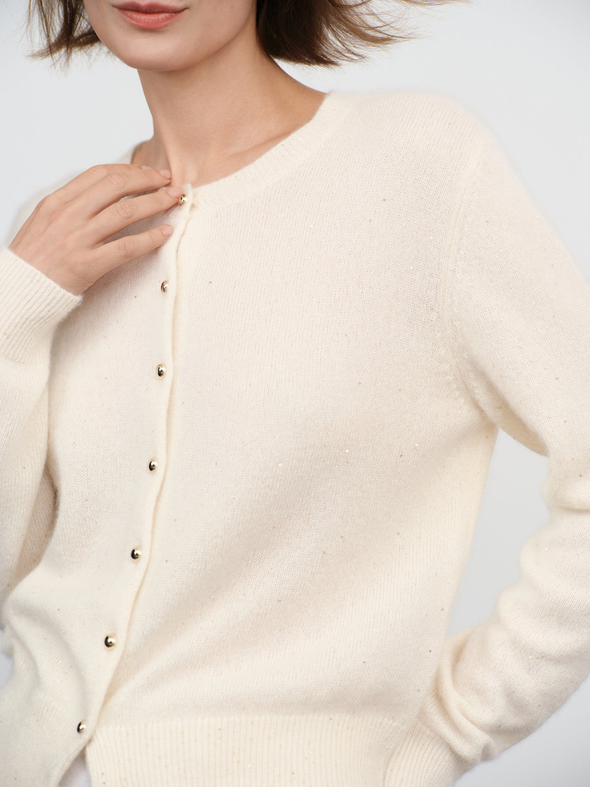 Cashmere-Silk Sequin Knit Cardigan