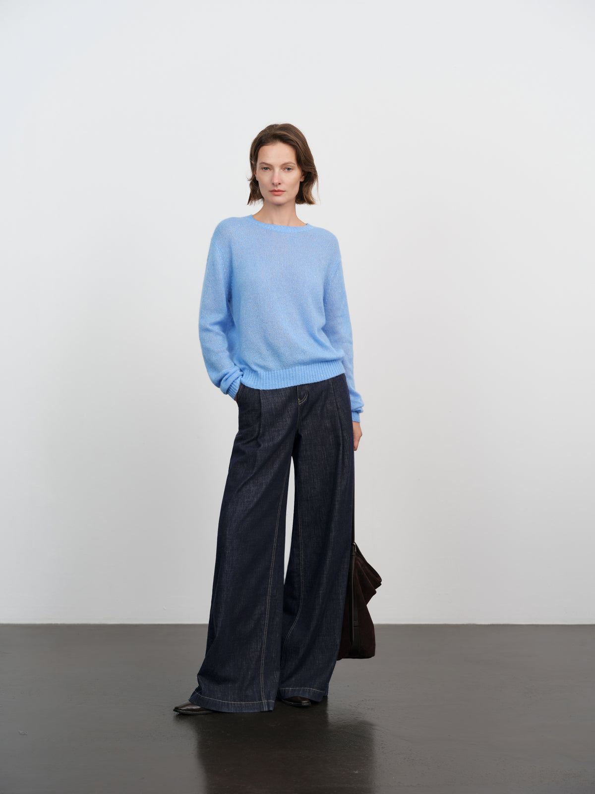 Lightweight Cashmere-Silk Crewneck Sweater