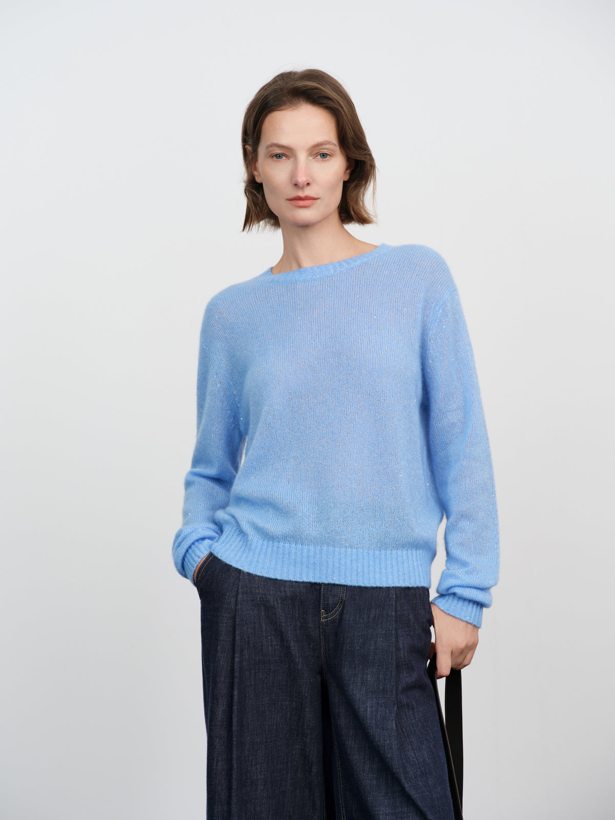 Lightweight Cashmere-Silk Crewneck Sweater