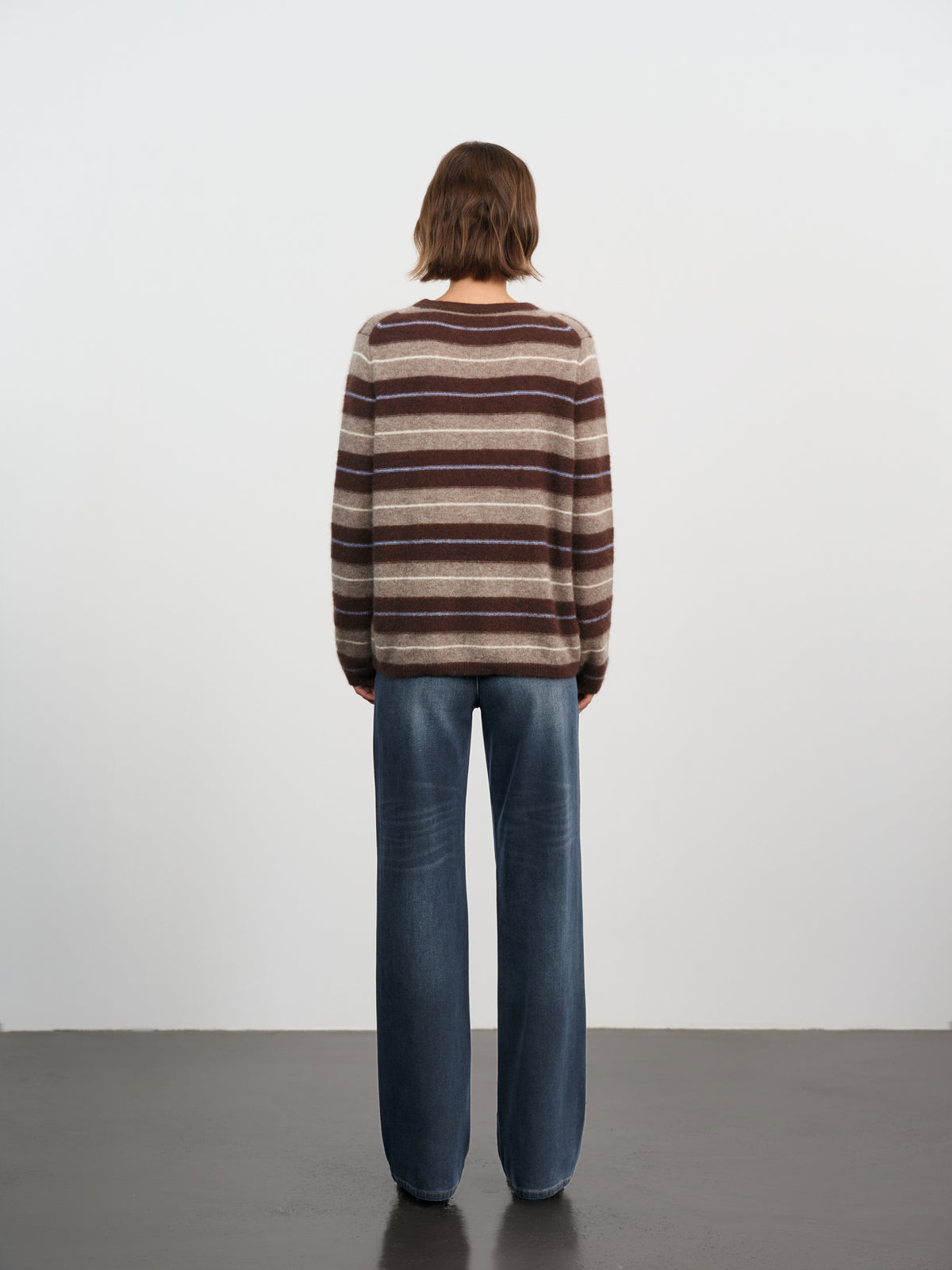 Striped Cashmere-Silk Crewneck Sweater
