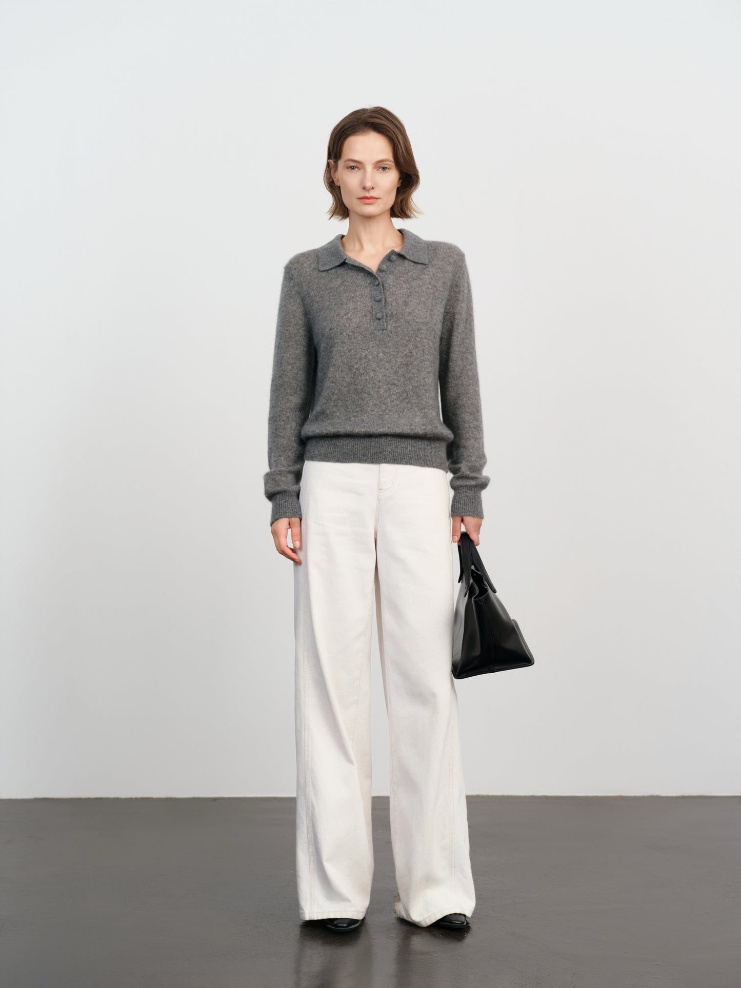 Relaxed Cashmere-Silk Polo Sweater