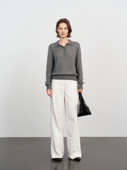 Load image 1 in gallery view. Relaxed Cashmere-Silk Polo Sweater