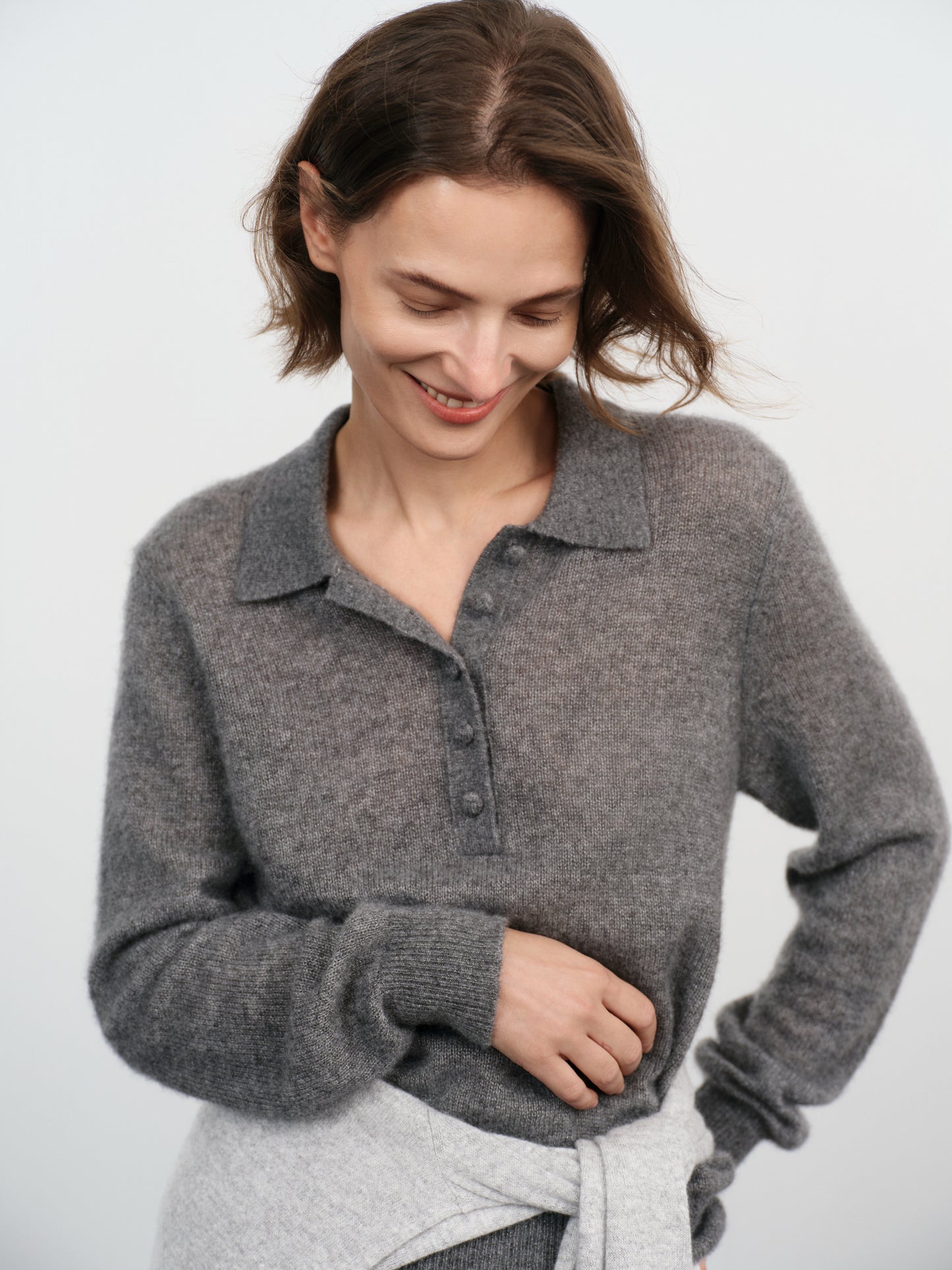 Relaxed Cashmere-Silk Polo Sweater
