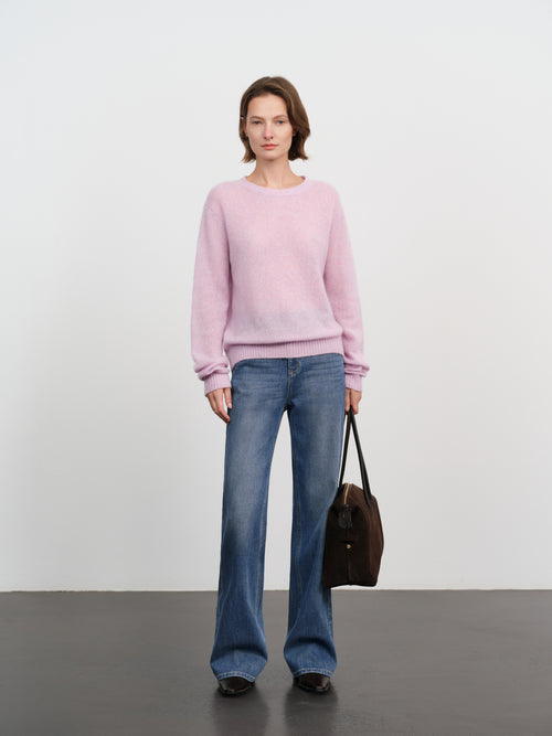 Load image 1 in gallery view. Lightweight Cashmere-Silk Crewneck Sweater