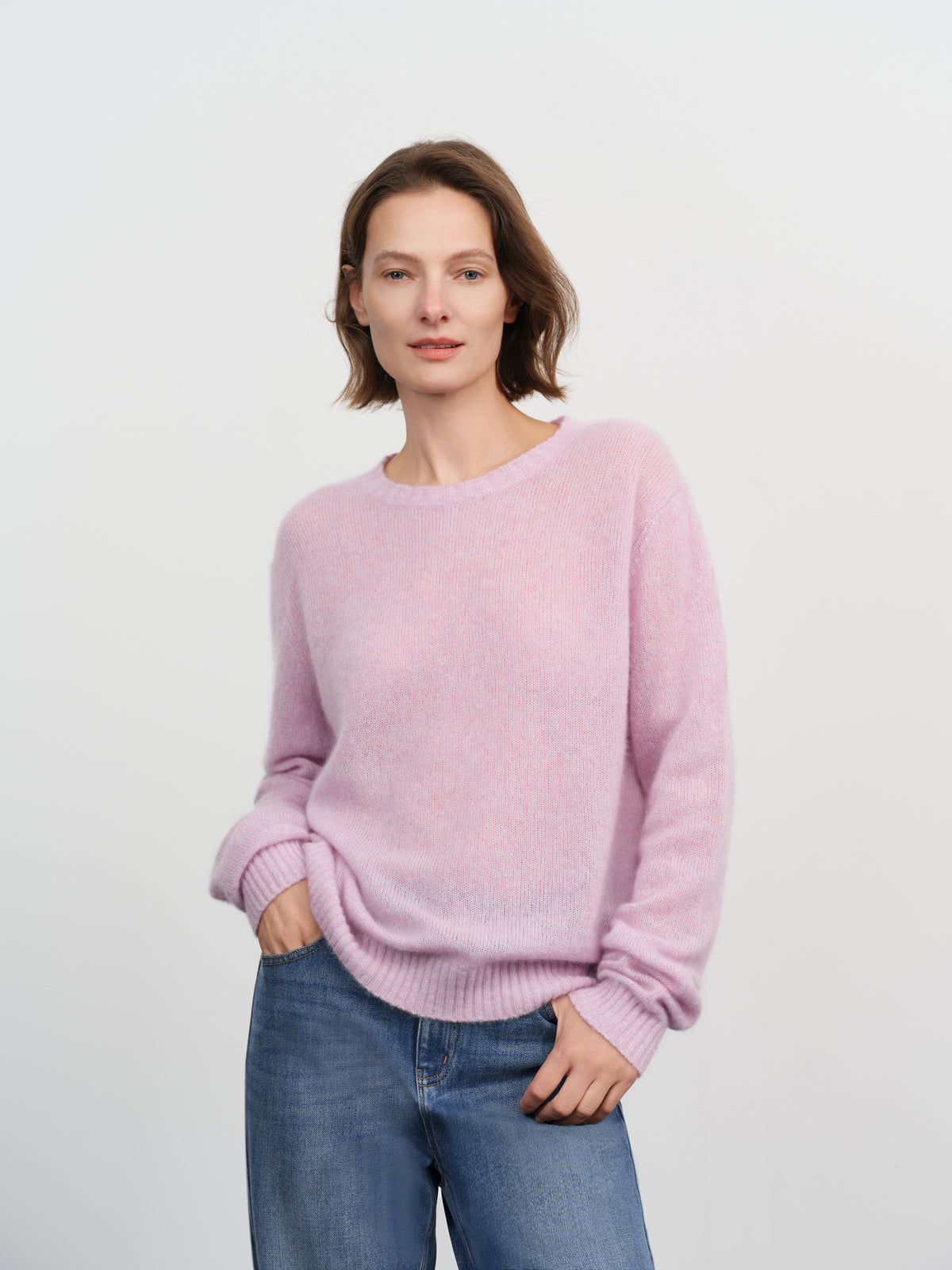 Lightweight Cashmere-Silk Crewneck Sweater