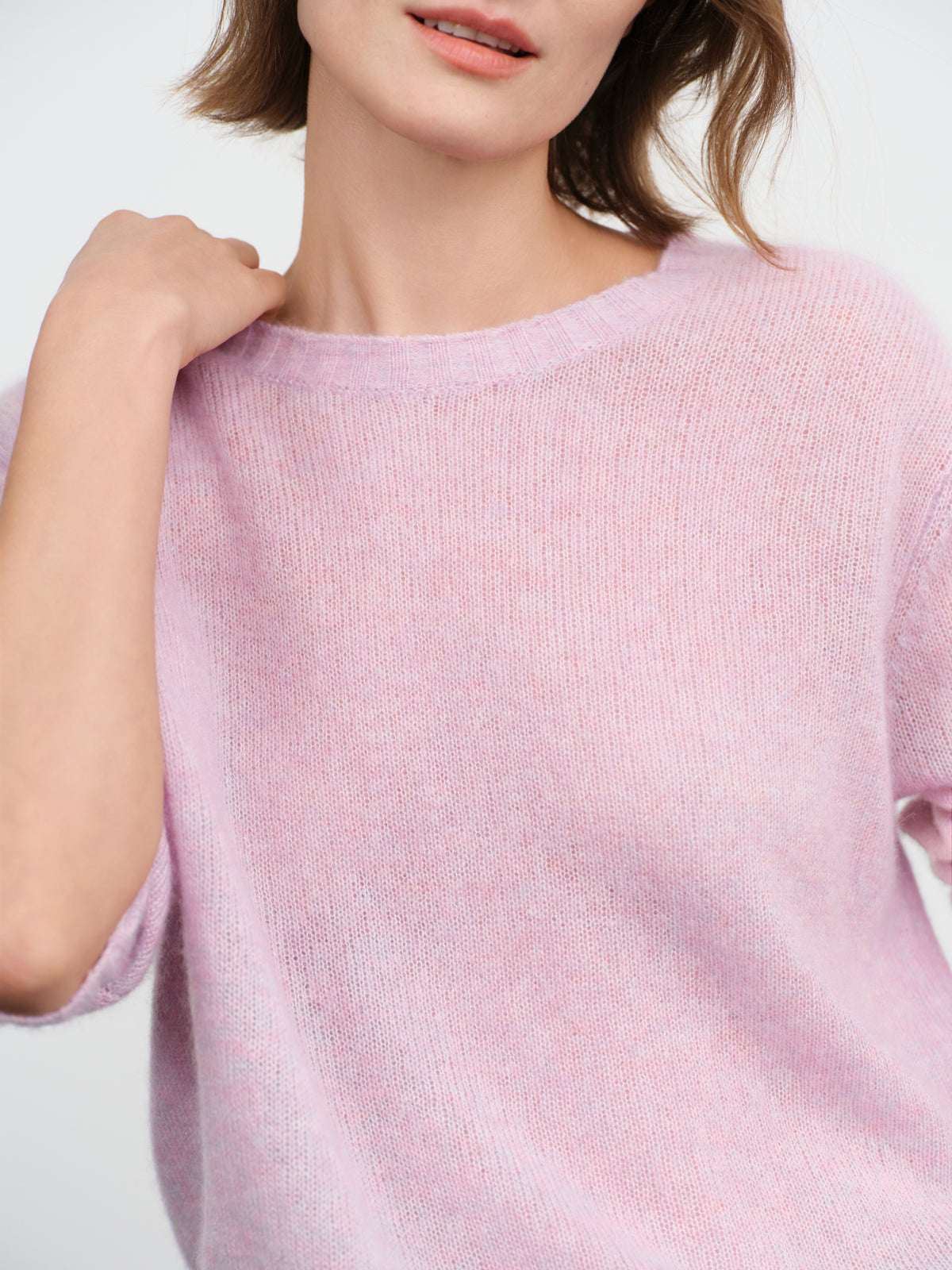 Lightweight Cashmere-Silk Crewneck Sweater