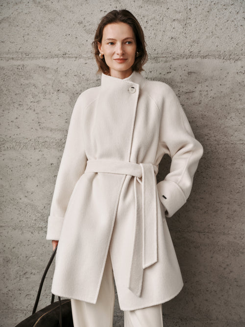 Load image 1 in gallery view. Belted Wool-Cashmere Coat