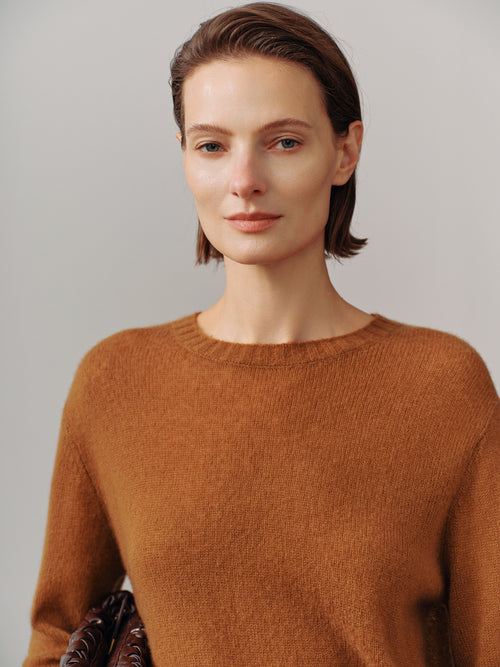 Load image 1 in gallery view. Lightweight Cashmere-Silk Crewneck Sweater