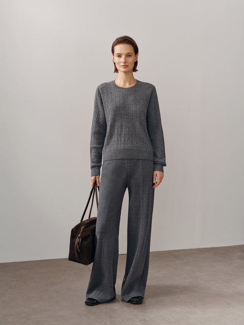 Load image 1 in gallery view. Textured Cashmere Crewneck Sweater