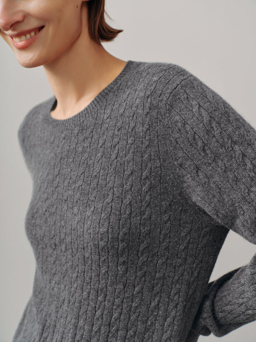 Load image 1 in gallery view. Textured Cashmere Crewneck Sweater