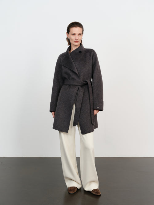 Load image 1 in gallery view. Belted Wool-Cashmere Coat