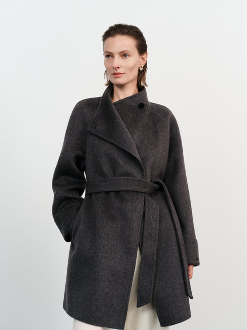 Load image 1 in gallery view. Belted Wool-Cashmere Coat
