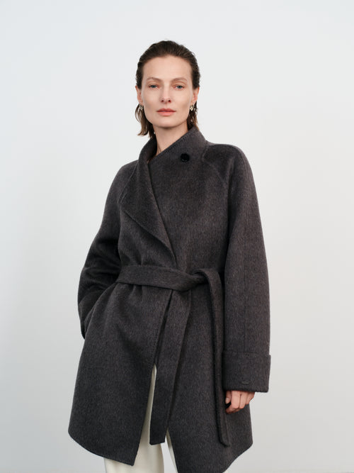 Load image 1 in gallery view. Belted Wool-Cashmere Coat