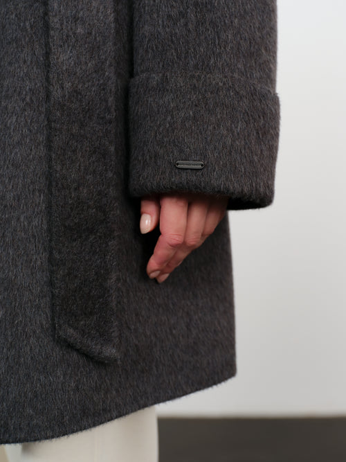 Load image 1 in gallery view. Belted Wool-Cashmere Coat