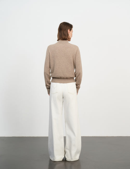Load image 1 in gallery view. Mock Neck Cashmere Zip Sweater