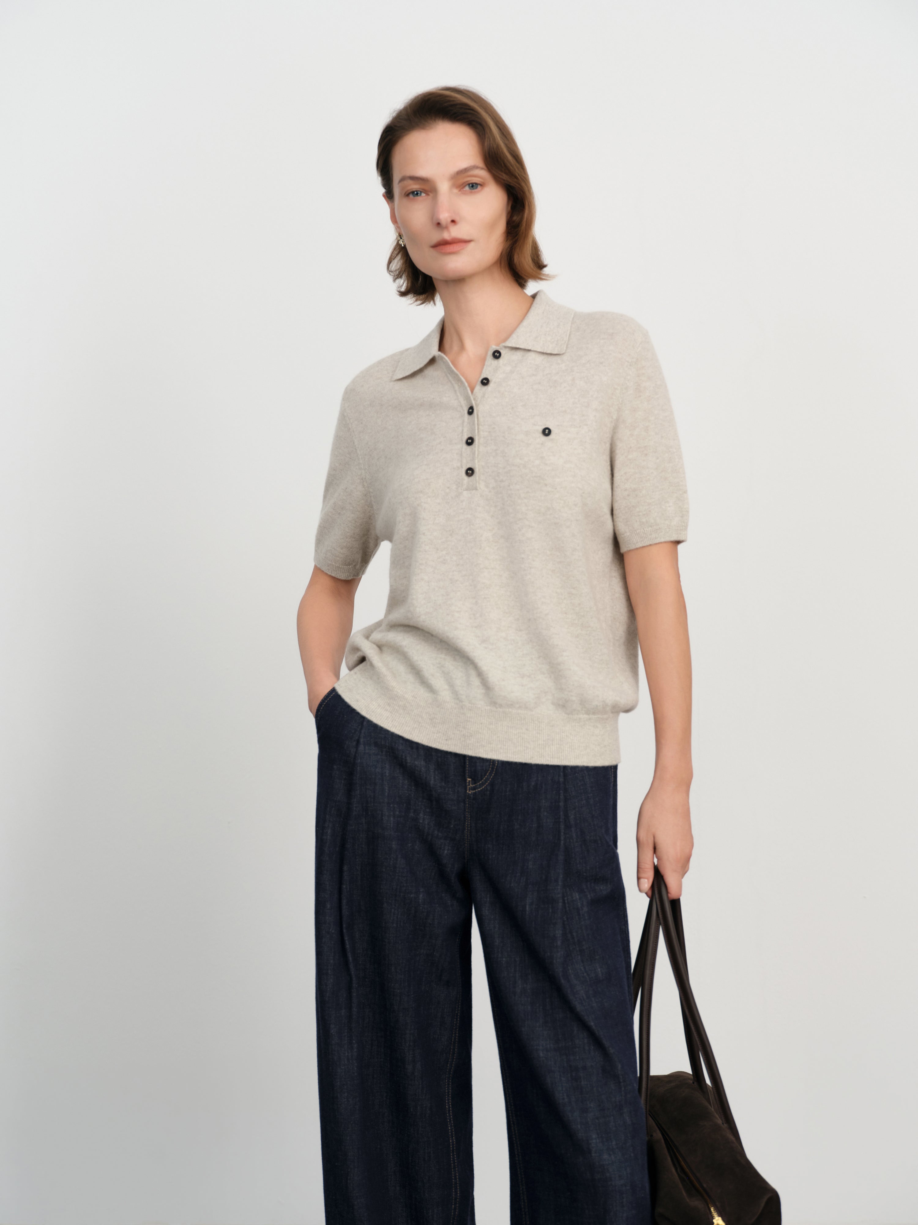 Cashmere Knit Polo Sweater