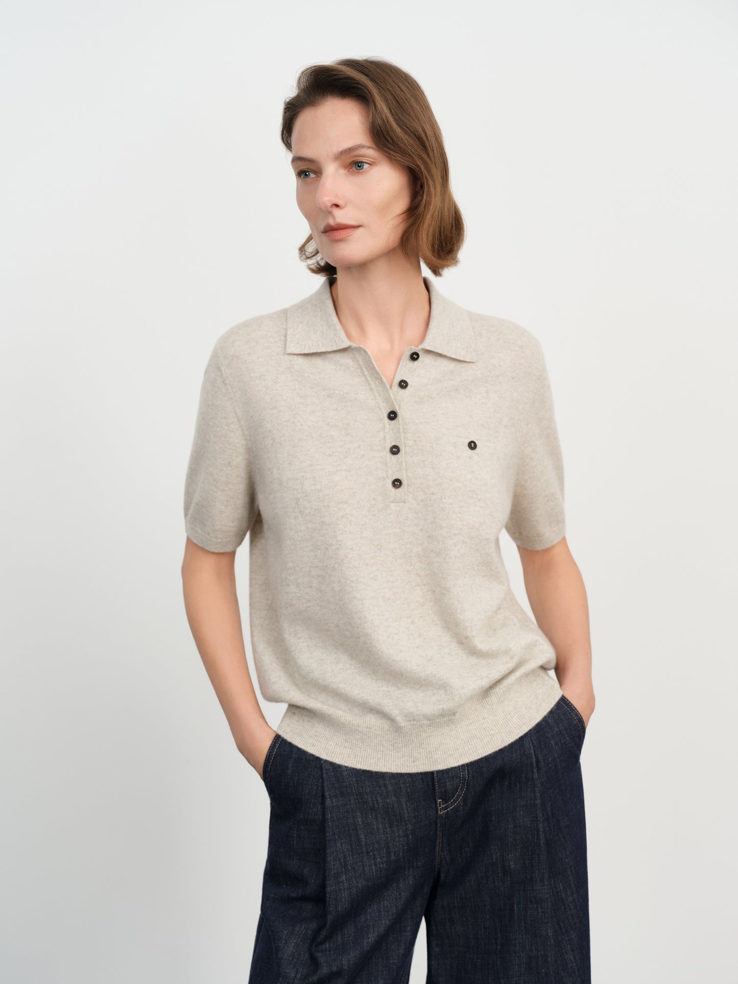 Cashmere Knit Polo Sweater
