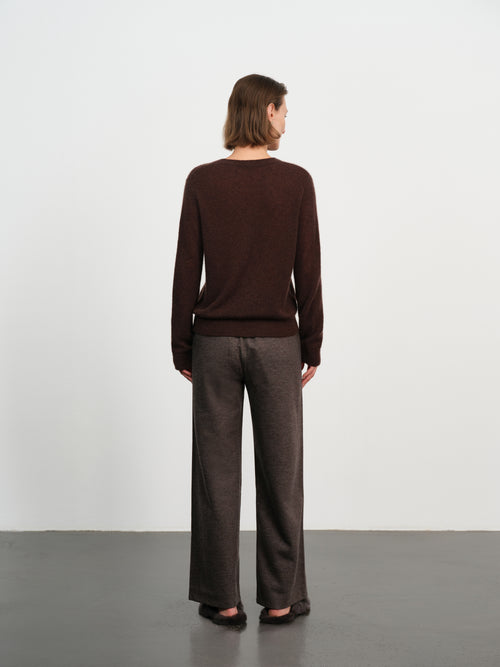 Load image 1 in gallery view. Brushed Cashmere-Silk V-Neck Sweater