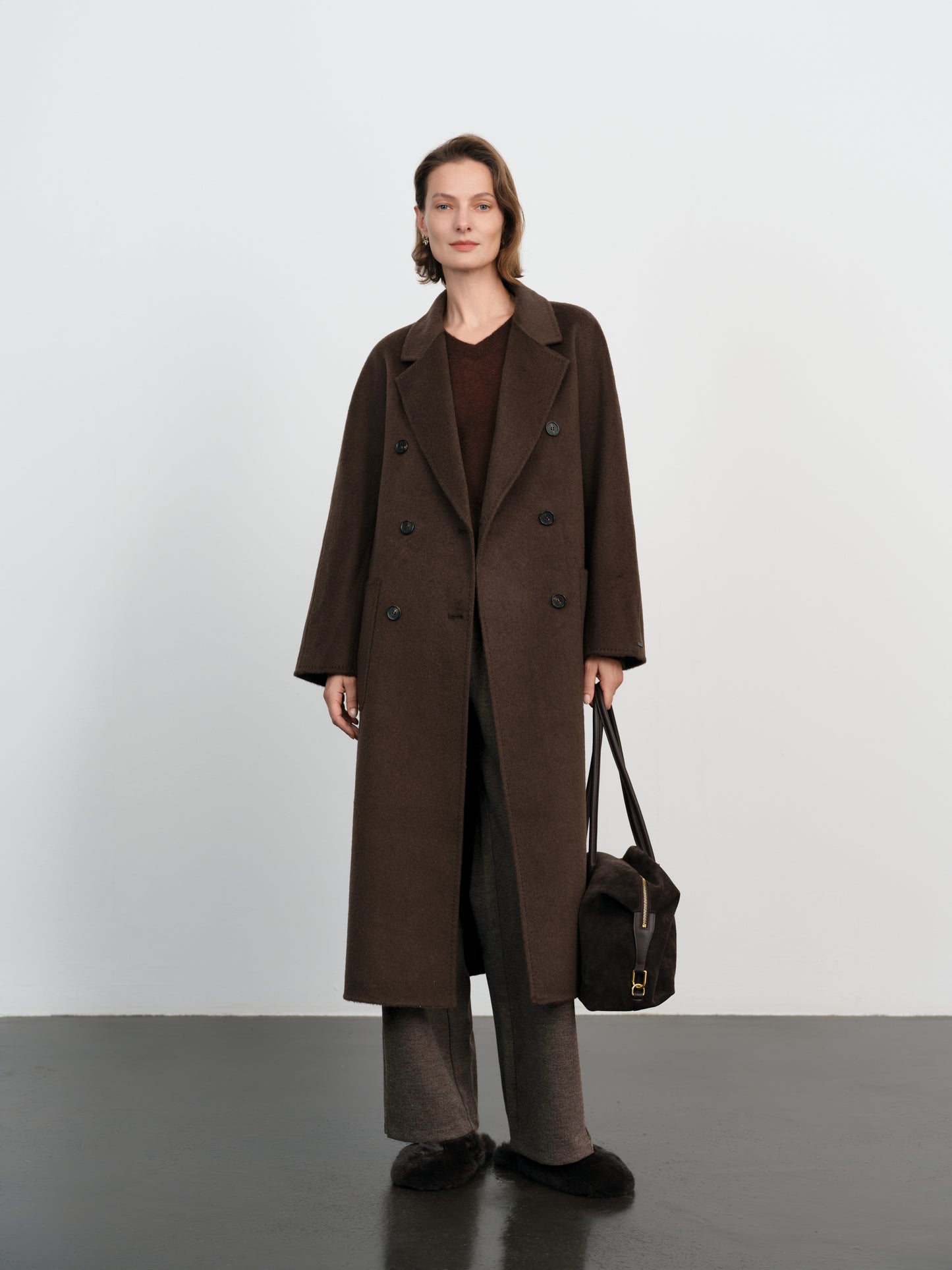 Wool-Camel Blend Tie-Belt Coat