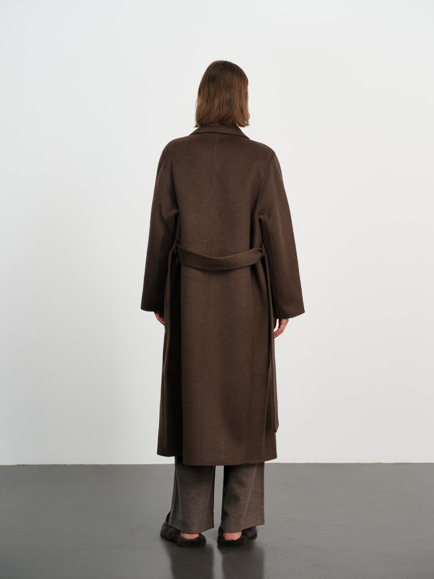 Wool-Camel Blend Tie-Belt Coat