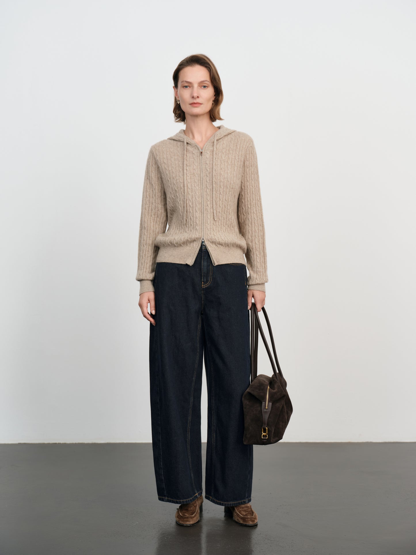 Cable-Knit Cashmere Zip Hoodie