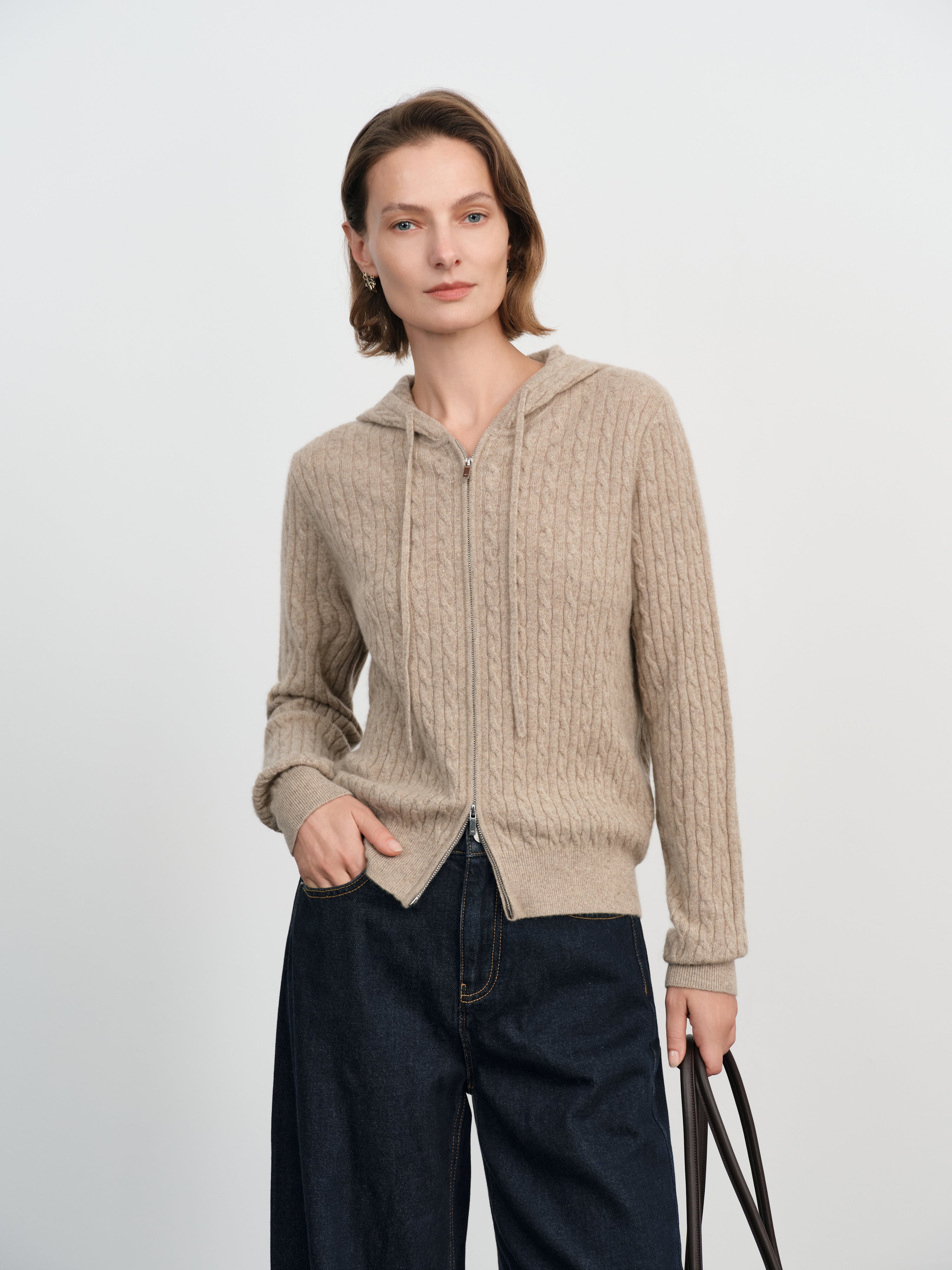 Cable-Knit Cashmere Zip Hoodie