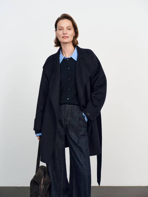 Load image 1 in gallery view. Belted Wool-Cashmere Coat
