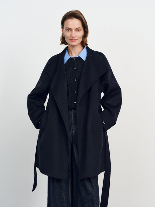 Load image 1 in gallery view. Belted Wool-Cashmere Coat