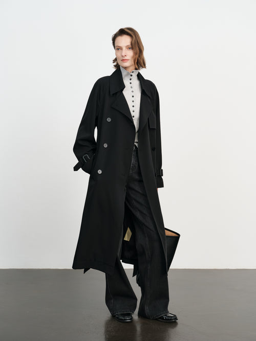 Load image 1 in gallery view. Sleek Midi Trench Coat