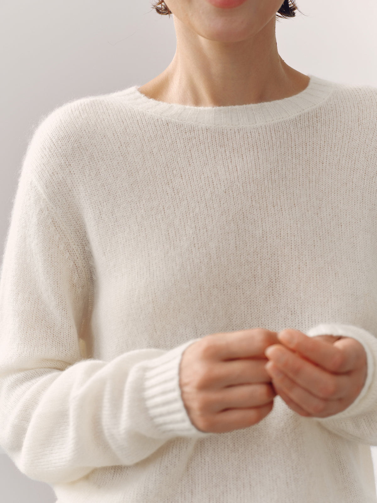 Lightweight Cashmere-Silk Crewneck Sweater