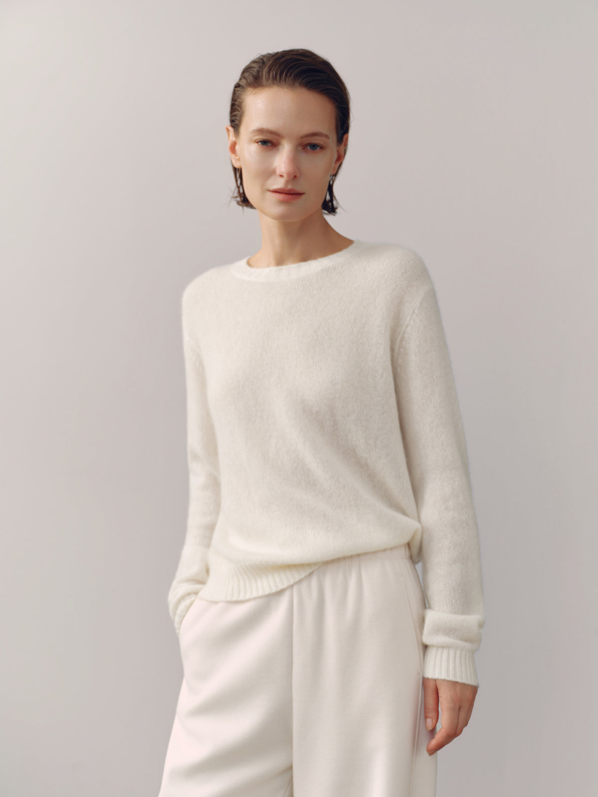 Lightweight Cashmere-Silk Crewneck Sweater