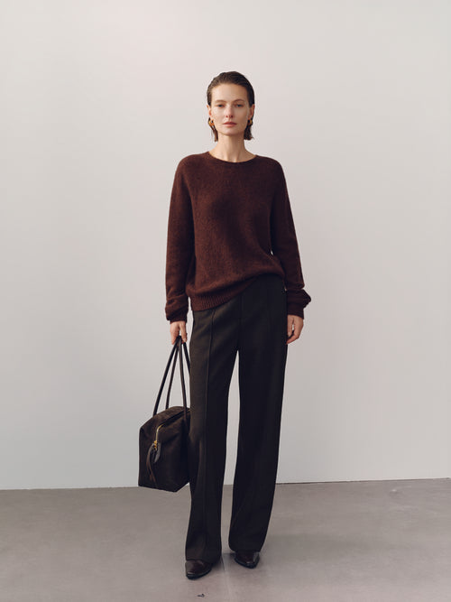 Load image 1 in gallery view. Lightweight Cashmere-Silk Crewneck Sweater