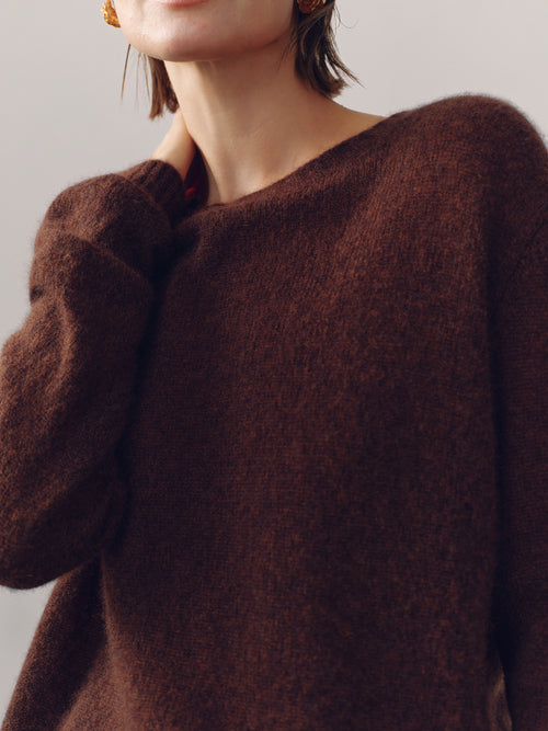 Load image 1 in gallery view. Lightweight Cashmere-Silk Crewneck Sweater