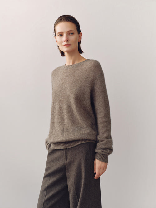 Load image 1 in gallery view. Lightweight Cashmere-Silk Crewneck Sweater