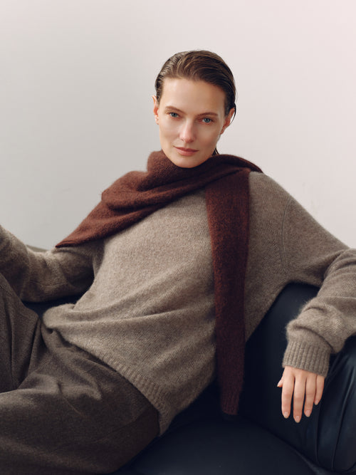 Load image 1 in gallery view. Lightweight Cashmere-Silk Crewneck Sweater