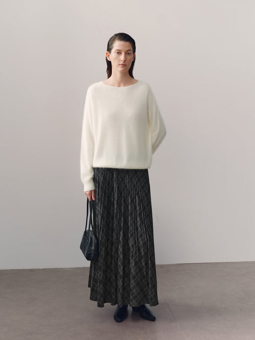 Load image 1 in gallery view. Plaid Pleated Midi Skirt