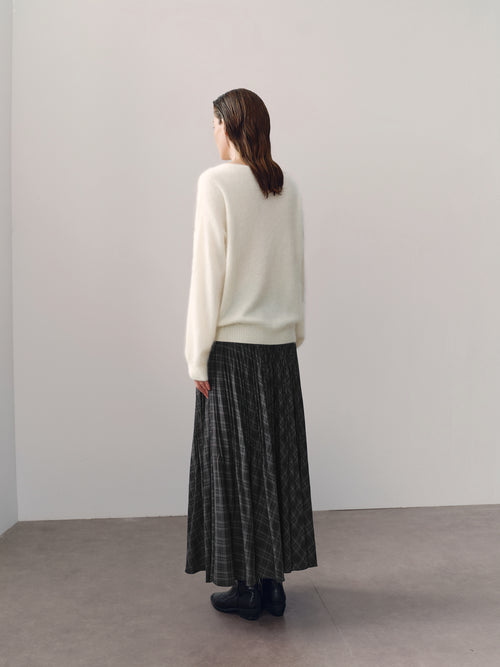 Load image 1 in gallery view. Plaid Pleated Midi Skirt