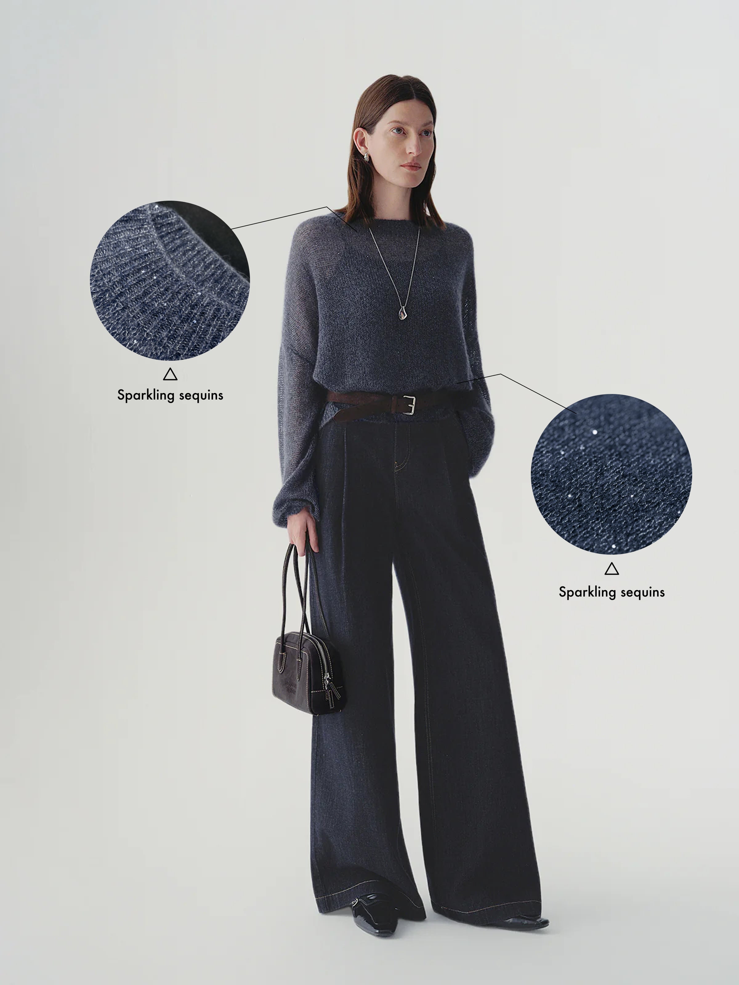 Lightweight Silk-Cashmere Sequin Knit Sweater